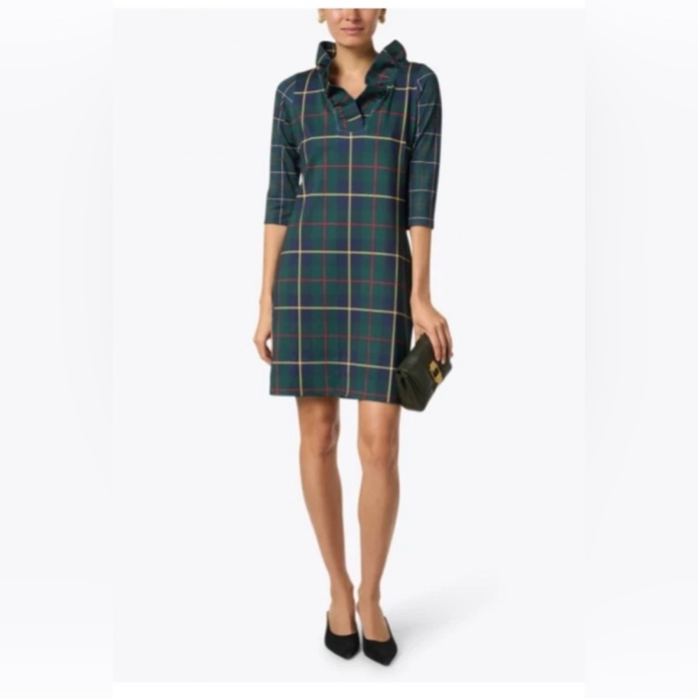 Halsbrook Gretchen Scott Plaid Ruffle Neck Dress